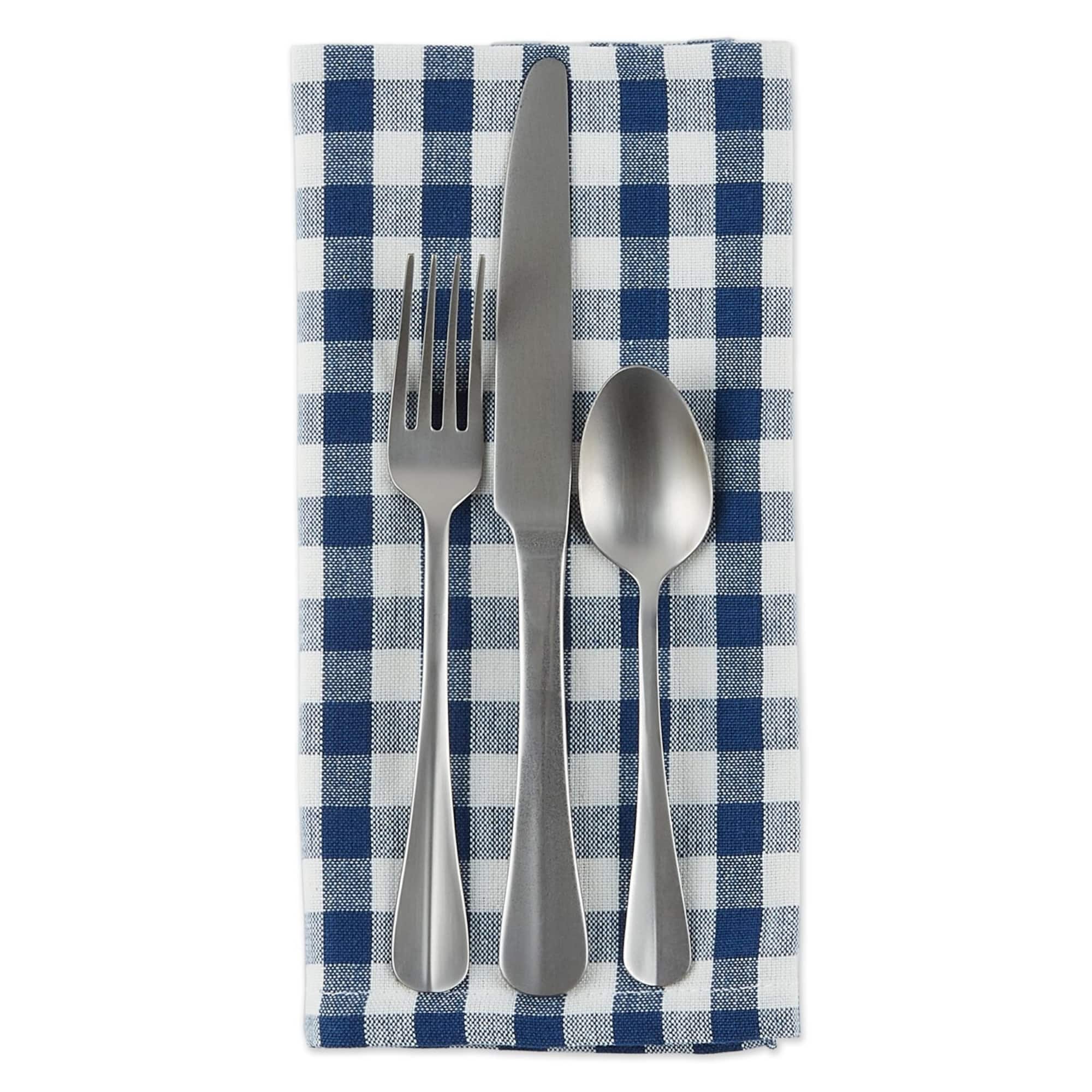 DII® Navy & Off White Gingham Cotton Napkins, 4ct.